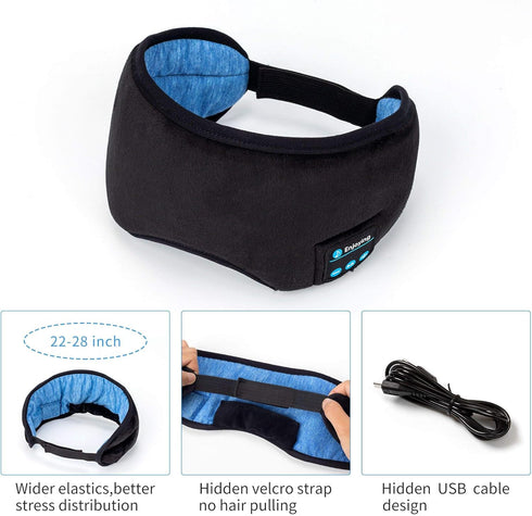 Voerou Sleep Headphones 5.2 Bluetooth Sleep Mask with Music and Ultra Thin Speakers Perfect for Sleeping, Air Travel,Meditation and Relaxation?Uni...