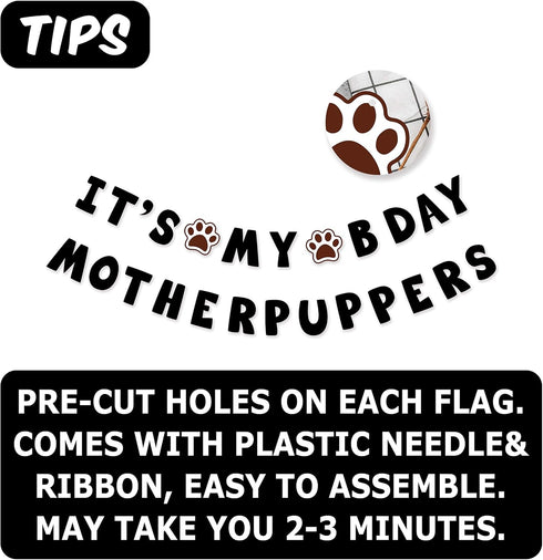 It's My Bday Motherpuppers, Funny Dog Birthday Banner, Paw Party Bunting Sign, Puppy Dog Pennant Decor...
