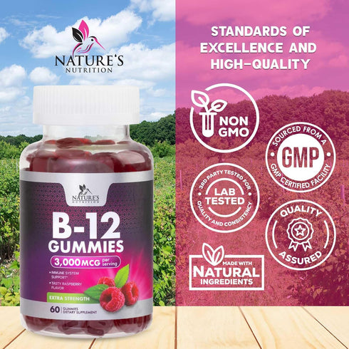 B12 Gummies for Adults, Extra Strength Energy 3000 mcg - B-12 Energy Metabolism & Immune System Support - Chewable Dietary Supplement for Adults &...