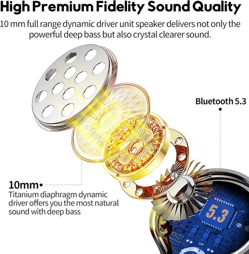 Wireless Earbuds,Bluetooth 5.3 Ear buds Immersive Sound Hi-Fi Stereo IPX8 Waterproof Headsets Premium Deep Bass Headphones with 4 Mics Call Noise ...