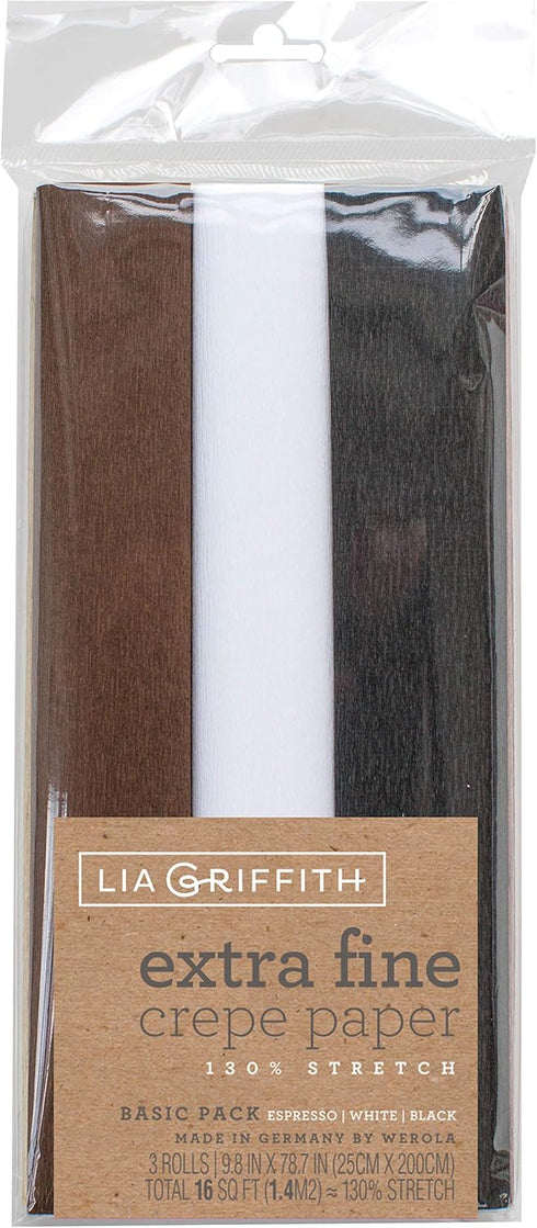 Lia Griffith PLG11030 Extra Fine Crepe Paper, 16 Total Square Feet, Basic Pack, 3 Count...