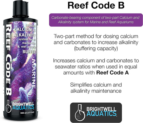 Brightwell Aquatics - Reef Code B - Balanced Calcium & Alkalinity System Water Conditioner - For All Saltwater Marine Fish & Reef Fish Tanks - Aqu...