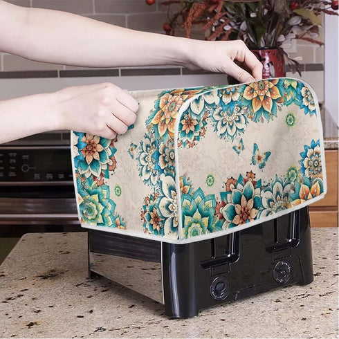 4 Slice Toaster Covers Boho Butterfly Print Bread Toaster Cover Anti-Sputtering Toaster Dust Cover, Washable Kitchen Appliance Protector, Green an...