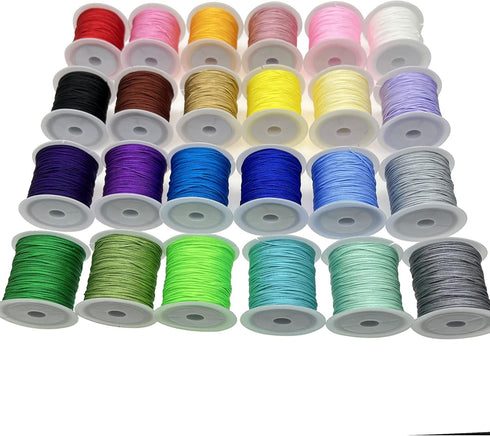 24 Color Nylon Satin String, 528 Yards 0.8mm Nylon Beading String, Nylon String for Bracelets, Nylon Beading Thread for Friendship Bracelets, Neck...