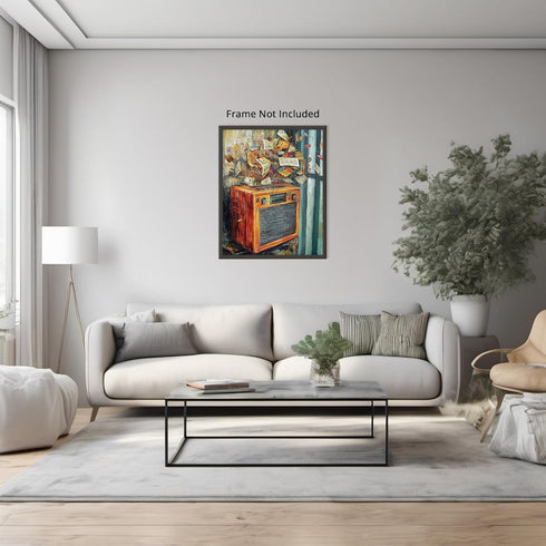 Posterizer-rustic modern art of classic boombox playing music -3-Musical Art Collection-Retro Art-Living Room Bedroom Decor- unframed wall art...