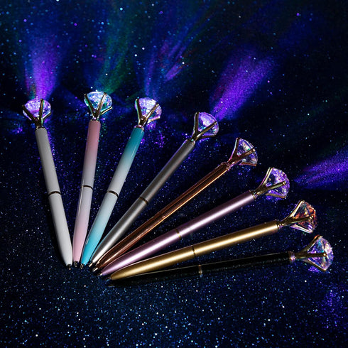 16 Pcs LED Diamond Pen Light Up Diamond Ballpoint Pen Bling Rhinestone Metal Pen Diamond Pen Rose Gold Black Ink for Office Supplies Decorations W...