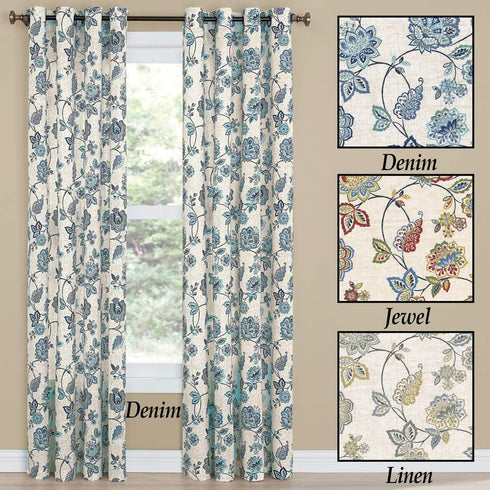 Renaissance Home Fashion Collections Etc Colette Printed Grommet Panel, 52" x 84", Jewel...