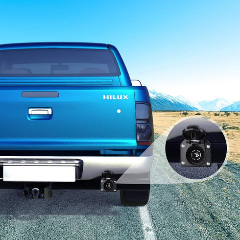 4 Way Flat to 7 Way Round Blade Trailer Adapter Plug End with Mounting Bracket 4 Pin to 7 Pin Electrical Connector for RV, Truck, Car...
