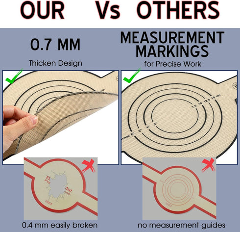 Nuenen 2 Pcs Silicone Baking Mat for Dutch Oven Bread Baking Non Stick Bread Mat Bread Sling Dutch Oven with Long Handle 0.7 mm Thickened Baking B...