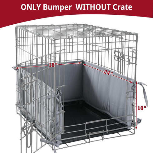 Dog Crate Bumper for Front Door Crate (Bumper Only, Without Crate), Soft Dog Kennel Protector Cover with Ties, Grey Dog Crate Pad Accessories for ...