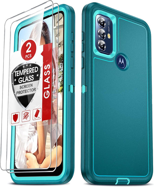 LeYi for Moto G Play 2023 Case: Motorola G Play 2023 Phone Case with 2 PCS Tempered Glass Screen Protector, Heavy Duty 3 in 1 Military Grade Shock...