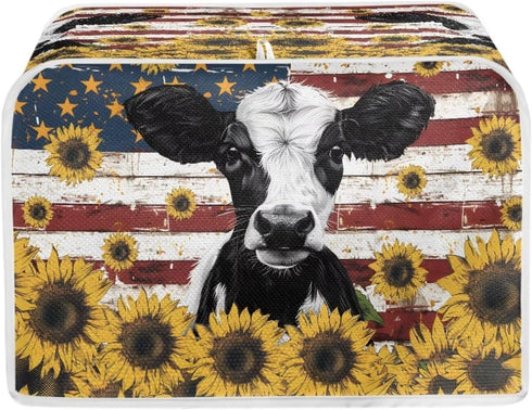 American Flag Toaster Dust Cover, Washable Cow Sunflower Toaster Cover 2 Slice, Decorative Bread Maker Cover Dust Fingerprint Protection, Kitchen ...