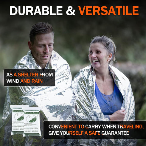 4-Pack Emergency Mylar Thermal Blankets -Space Blanket Survival kit Camping Blanket. Perfect for Outdoors, Hiking, Survival, Bug Out Bag, Marathon...
