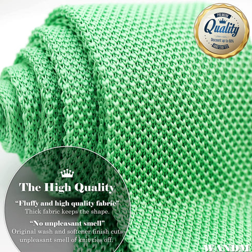 Men's Pointed Knit Tie Necktie Width 2.75 inches Washable Solid Color Mint Light Green...