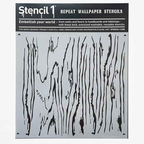 Stencil1 Wood Grain Repeat Reusable Premium Quality Mylar Stencils for Painting Walls, Fabric, Furniture, Crafts, Decor - Allover Wallpaper Effect...