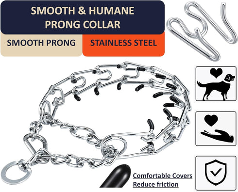 Dog Pinch Collar, Adjustable Quick Release Choke Training Collar, Stainless Steel Prong Collar for Large Medium Small Dogs (S, 8.5-10.5 Inches)...