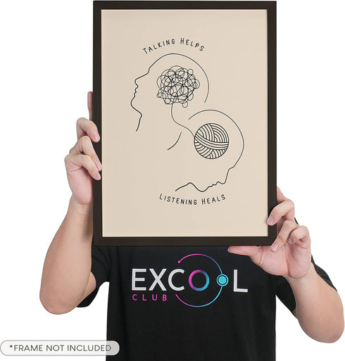 EXCOOL CLUB Therapy Office Decor Mental Health Posters - 12x16 Counseling Wall Art for Therapist Office Decor, Boho Talking Helps Poster for Schoo...