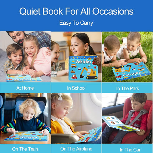 Preschool Montessori Toys for Toddlers, Vehicle Busy Book Learning Toys for Kids Toddlers Preschool Learning Activities, Autism Sensory Educationa...