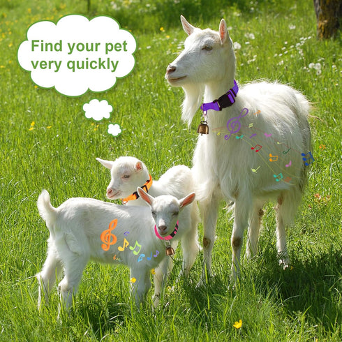 5 Pack Goat Collar with Bell, Adjustable Nylon Collar Set, Anti-Lost Loud Grazing Copper Bells for Small Farm Animal Cow Sheep Accessories...