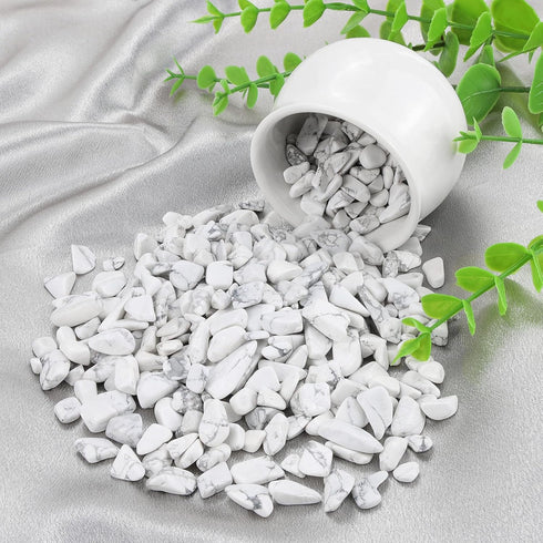 Howlite 1lb Crystal Chips Bulk Fish Tank Decorations Aquarium Rocks Gravel Vase Filler Stones Crystals for Candle Making Witch Kit Gravel for Plan...