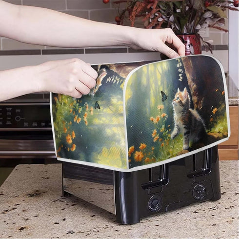 Cat Butterfly Printed Toaster Cover for Anti-Dust & Fingerprint, Cute Kitchen Small Appliance, Microwave Toaster Oven Cover Decor Accessories for ...