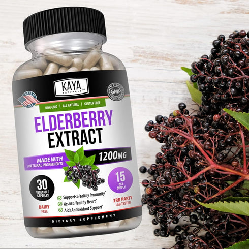 Kaya Naturals Elderberry Immune Support | Elderberry Extract, Rich Antioxidant Premium Elderberry Vitamins, 1200mg Immune System Booster Sambucus ...