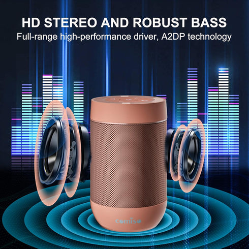 comiso Portable Bluetooth Speaker,Waterproof Speaker IP65,5.3 Bluetooth,360 HD Sound,TWS Stereo Pairing,Built in Mic, Support TF Card,Ideal Gift f...