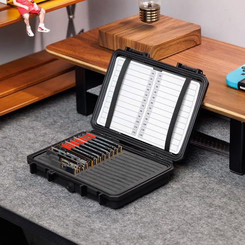 High Capacity 24 Slots M.2 2280 2260 2242 2240 2230 Case, Sturdy M.2 NVMe SSD Card Case with Label & Notepaper, Water-Resistant & Shockproof M.2 2...