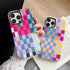 Compatible with iPhone 12 / iPhone 12 Pro Case,Cute Colorful Checkered Case with Shockproof Slim Soft TPU and Hard PC Protective Cases for Women/M...