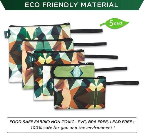 Nordic By Nature-Dual Layer Reusable Sandwich & Snack Bags – BPA-Free, Easy Clean, School Lunch Bags for Kids & Adults (Mosaic Camo)...