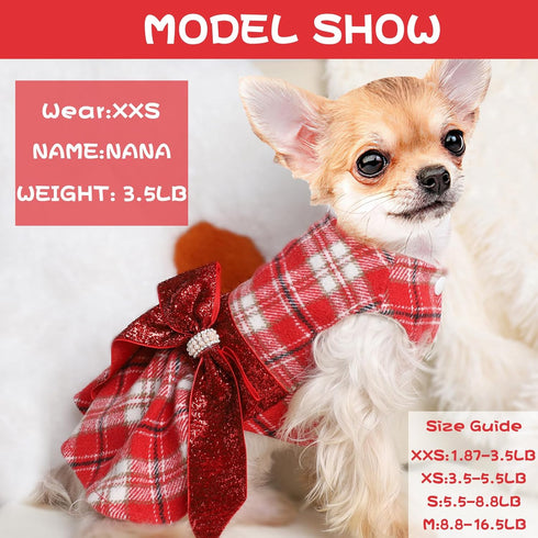 Dog Sweater Dress, Winter Fall Puppy Clothes for Small Dogs Girl, Fleece Small Dog Sweaters for Chihuahua Yorkie Teacup, Dog Sweaters for Small Do...