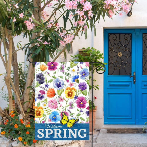 Spring Garden Flag Flowers Butterfly Outdoor Flag Vertical Double Sided Polyester for Farmhouse Yard Outdoor Porch Lawn Decor 12.5 x 18 Inch...