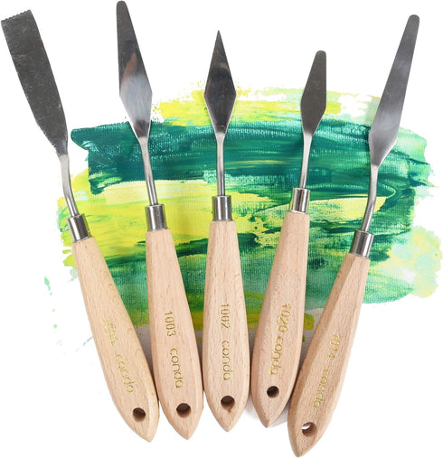 CONDA 11 Piece Stainless Steel Spatula Palette Knife Professional Palette Knife Painting Wood Handle...