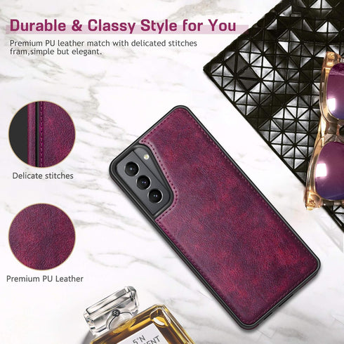 LOHASIC Galaxy S21 5G Case for Women, Slim Leather Elegant Luxury PU Flexible Bumper Rugged Non-Slip Grip Shockproof Full Body Protective Cover Ph...