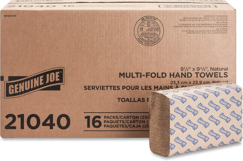 Genuine Joe GJO21040 Multifold Natural Towels, 9.25" x 9.40",Packaging may vary, Pack of 4000...