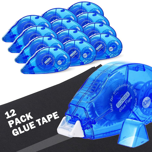 Double Sided Adhesive Scrapbook Runner Tape Roller,12 Packs Permanent Adhesive Dots Roller Applicator,Power Mini Glue Tape for Smooth Application,...
