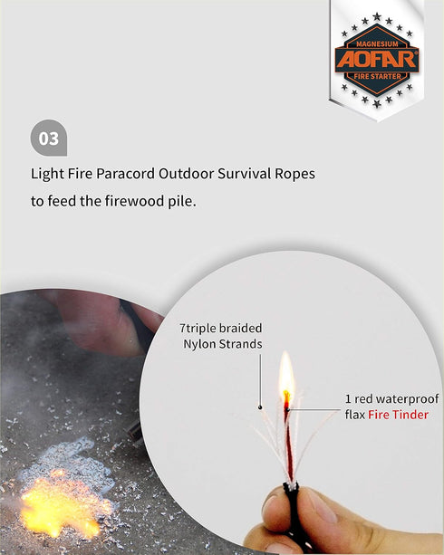 AOFAR Magnesium Fire Starter AF-374 (2-Pack) Waterproof Fire Steel Pouch for Camping, Hiking, Hunting, Backpacking,Outdoor Survival fire Striker k...