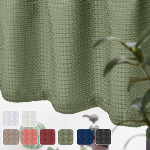 Waffle-Weave Textured Valance for Kitchen Water-Proof Window Curtains (60-inch x 18-inch, Sage, One Panel)...