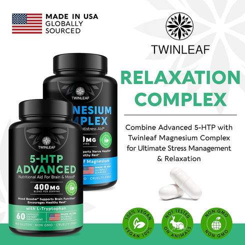 5 HTP Supplement for Mood Support - Made in USA - Natural 5-HTP & L-tryptophan Capsules - 5-HTP Booster for Men & Women - Proprietary Formula for ...
