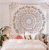 Simpkeely Sketched Floral Medallion Tapestry, Bohemian Mandala Wall Hanging Tapestries, Indian Art Print Mural for Bedroom Living Room Dorm Home D...