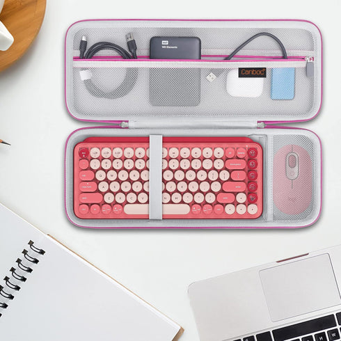 Canboc Hard Carrying Case for Logitech POP Keys Mechanical Wireless Keyboard and POP Wireless Mouse, Mesh Pocket fits Cables, USB Receiver, Spare ...