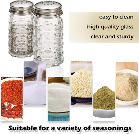 Retro Style Salt and Pepper Shakers with Stainless Tops (2)...