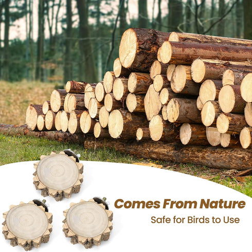 3PCS Bird Perch Natural Round Wooden Platform Parrot Perch Standing Branch for Chewing Exercise, Bird Stand Perch Swing Toys Cage Accessories for ...