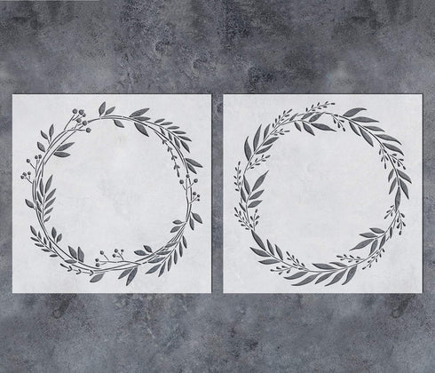 GSS Designs Laurel Wreath Stencil (2 Pack) - Reusable Leaf Template Stencils (12x12 Inch) for Painting on Wood - DIY Plant Outdoor Wood Sign Home ...