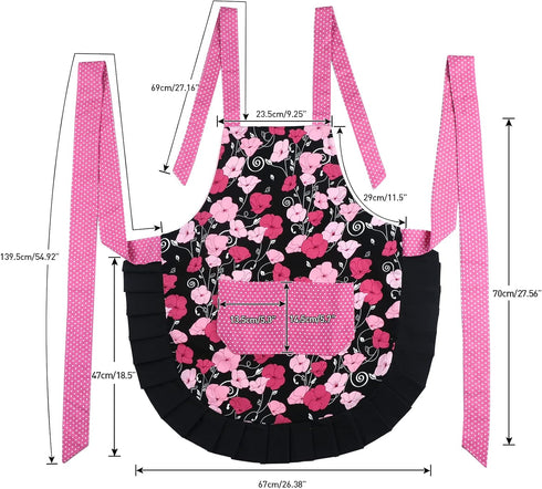 G2PLUS Mothers Aprons for Women with Pockets, Extra Long Ties, Vintage Damask Apron, Perfect for Kitchen Cooking, Baking and Gardening, 29 x 21 - ...