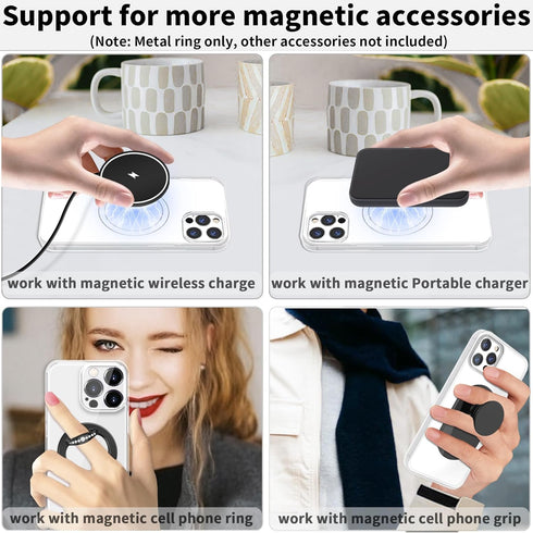 2Pcs Metal Ring Sticker for Pop Socket Magnetic Grip, Magnetic Adapter Adhesive for iPhone, Magsafe Wireless Charger (White)...