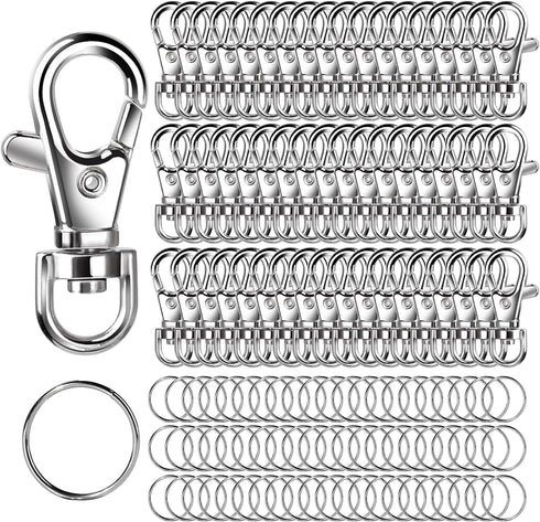 LEOBRO 160PCS Keychain Clips and Key Chain Rings, 80PCS Swivel Snap Hook and 80PCS Key Rings, Keychain Rings for Crafts, Keychain Rings Bulk, Key ...