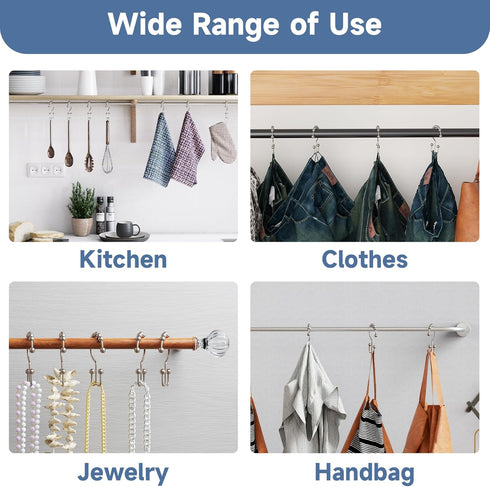 Titanker Shower Curtain Hooks Rings, Rust Resistant Metal Double Glide Shower Hooks Rings for Bathroom Shower Rods Curtains, Set of 12 Hooks - Nic...