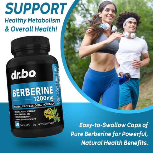 Berberine Supplement Capsules - 1200mg Berberine HCL Supplement for Healthy Metabolic Support - Premium Berberine HCL 600mg Per Capsule, Pure Berb...