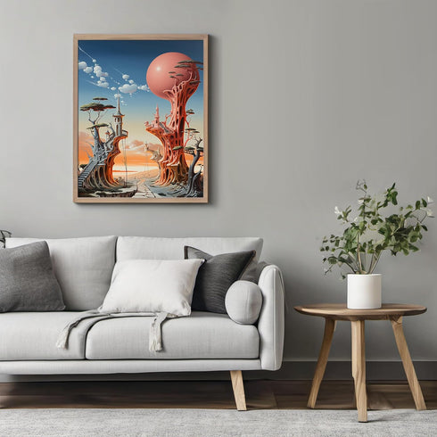 Posterizer 1 pcs-surreal futuristic sci-fi castles-pastel aesthetic-Abstract & Modern Art-Fantasy & Fiction Art-Gift for Art Lovers-Decor for Home...